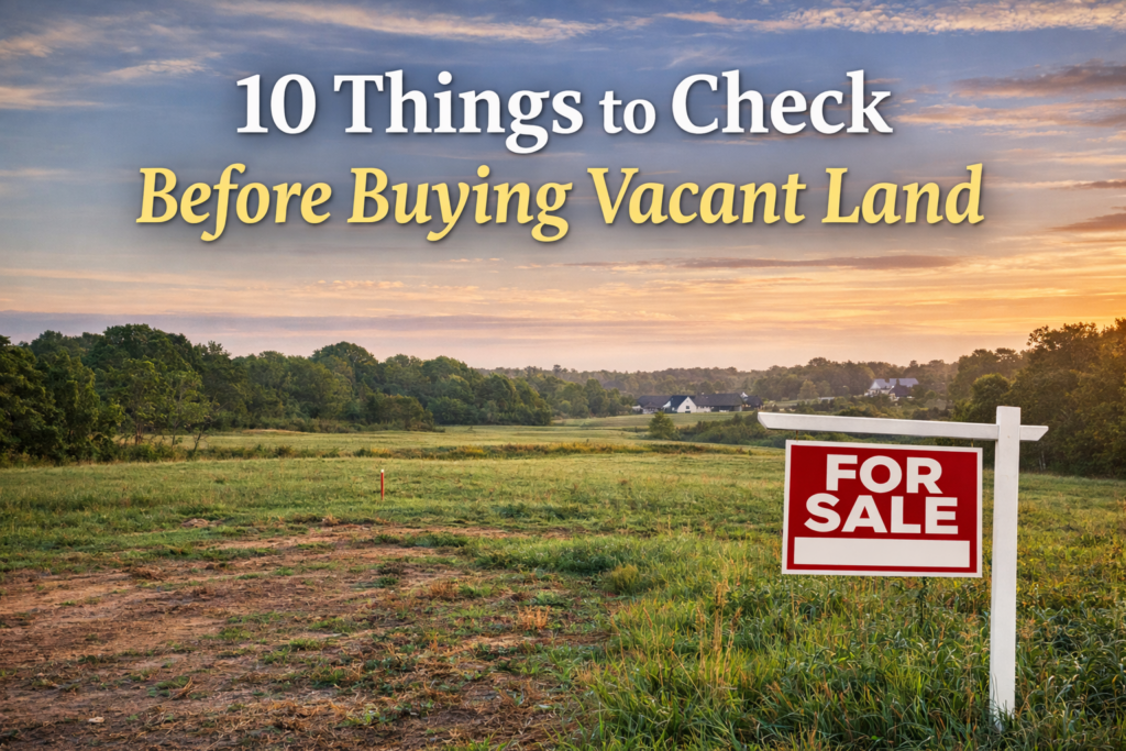 Vacant land for sale in North Carolina with checklist of things to verify before buying a residential lot